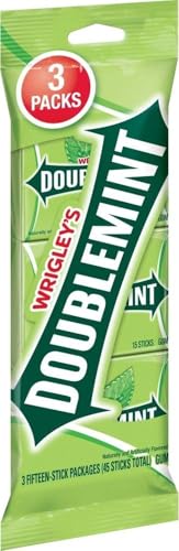 WRIGLEY'S Doublemint Chewing Gum Bulk Pack, 15 Stick Count (Pack of 3) - Gum Packs