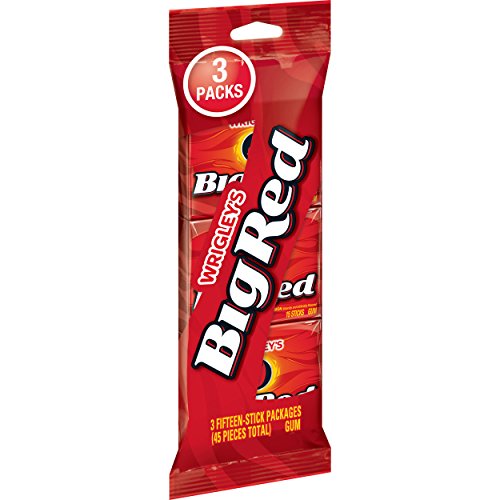 Wrigley’s Big Red Wrigley's Cinnamon Gum, 3 Fifteen-Stick Packs (45 Pieces Total)