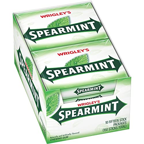 WRIGLEY'S Spearmint Chewing Gum, Bulk Pack, 15 Stick, 10 Pack